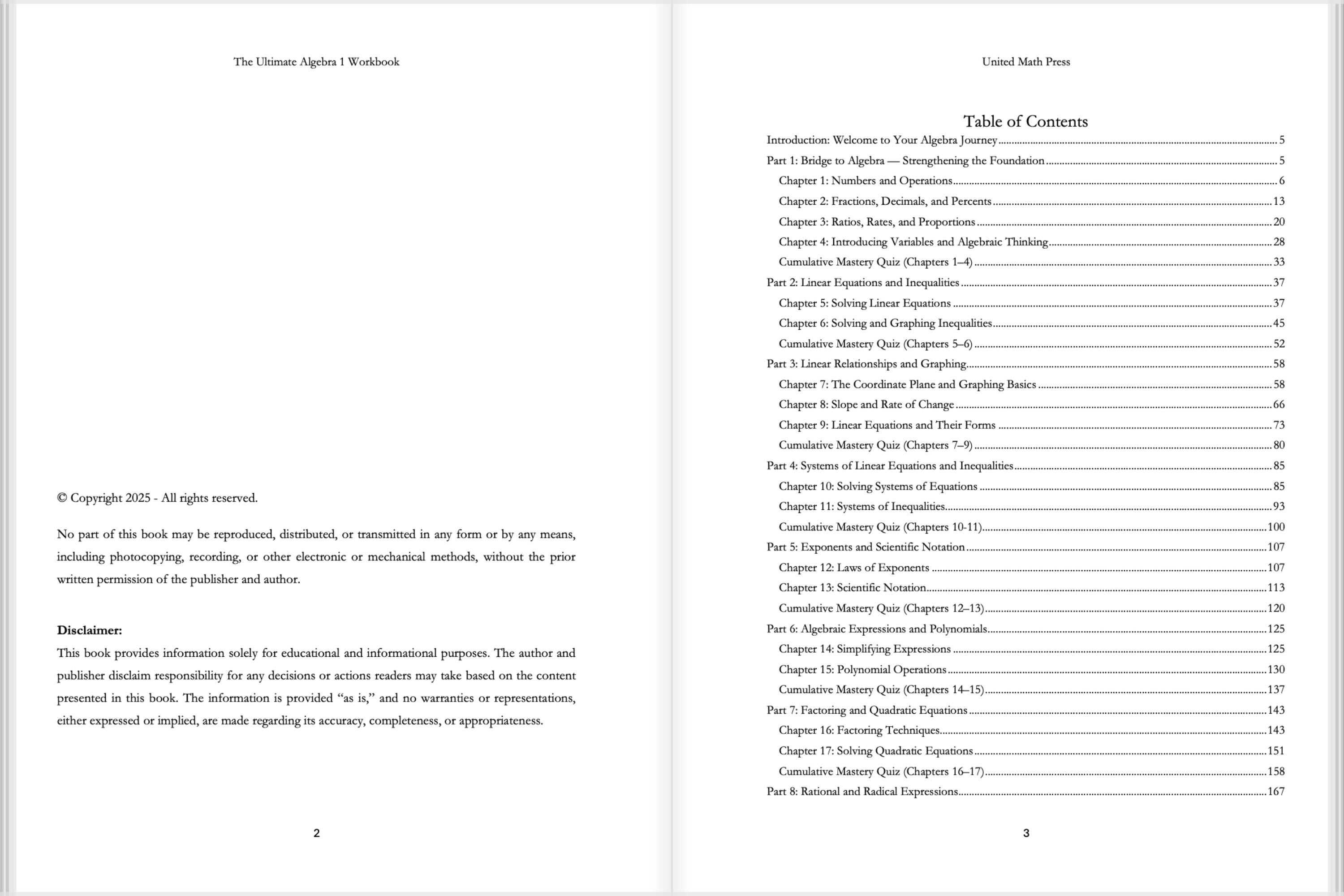 The Ultimate Algebra I Workbook for Grades 8-10