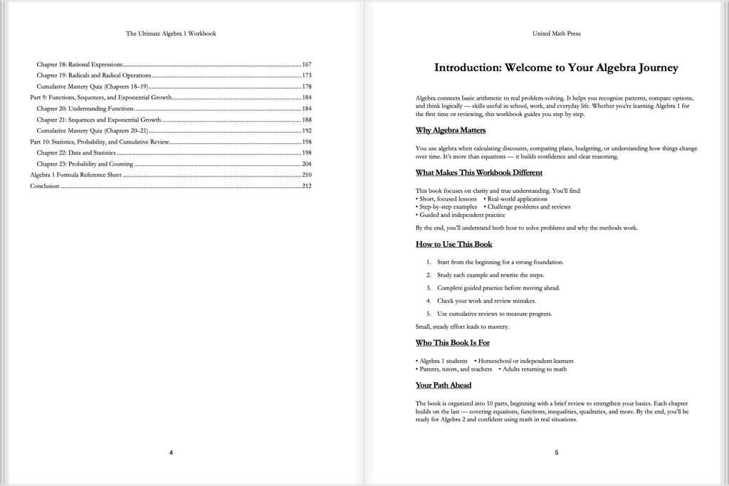 The Ultimate Algebra I Workbook for Grades 8-10