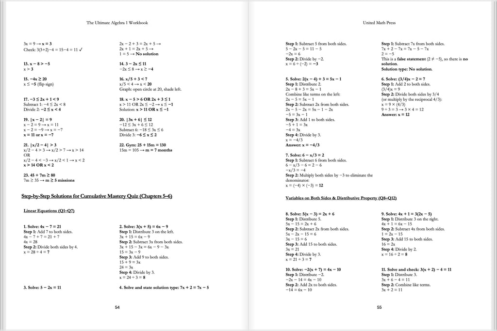 The Ultimate Algebra I Workbook for Grades 8-10