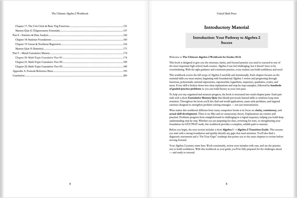 The Ultimate Algebra 2 Workbook for Grades 10-12