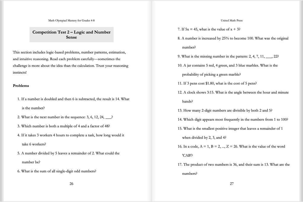 Math Olympiad Mastery for Grades 4-8